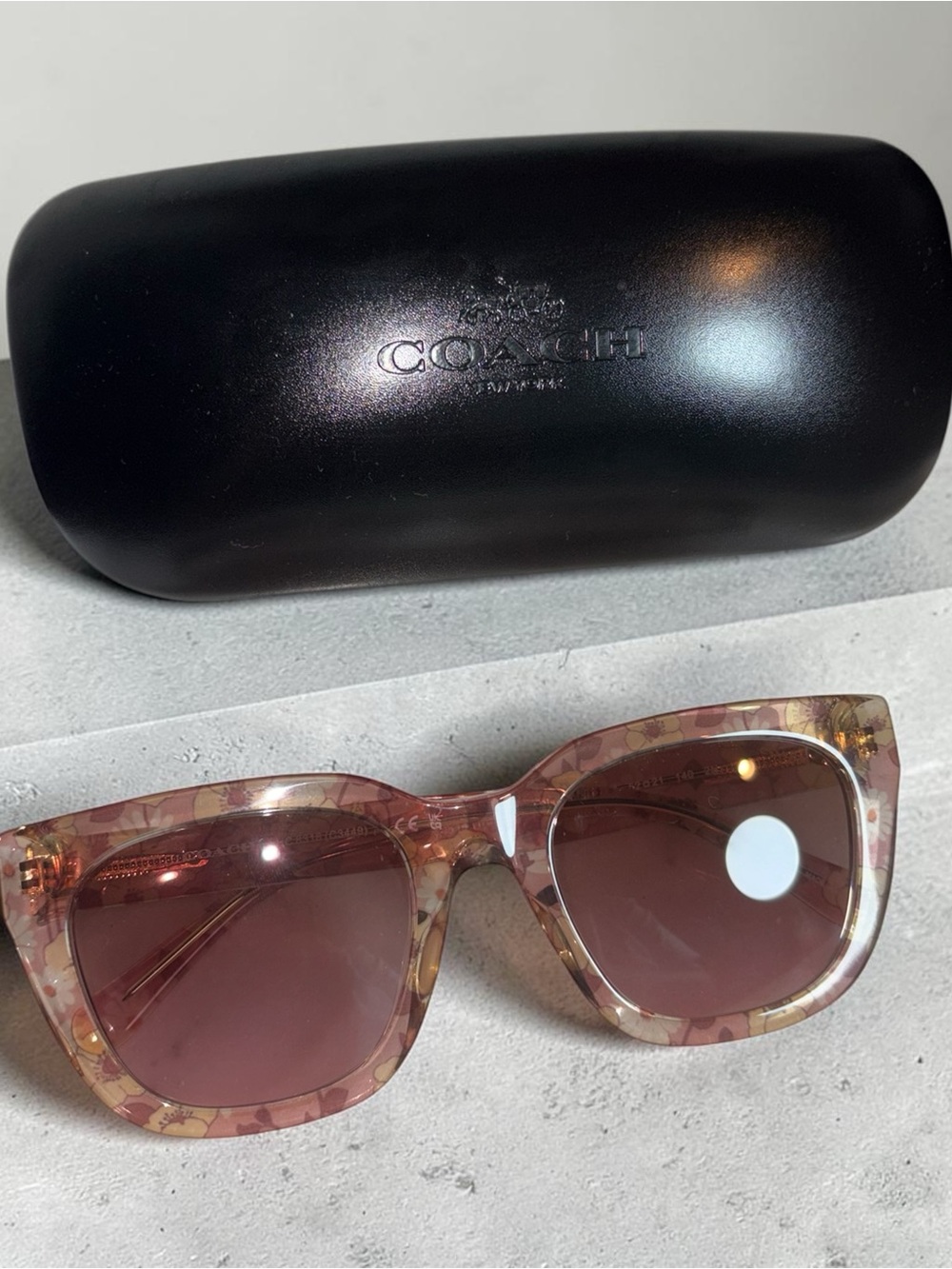 COACH Pink Floral Acetate Square Sunglasses